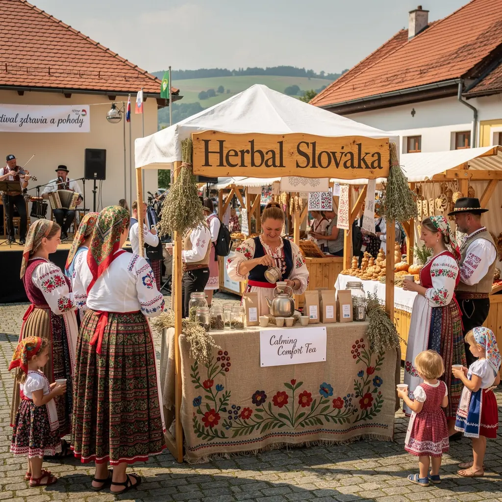 Zelené bylinky a sušené kvety rozložené na drevenom stole.