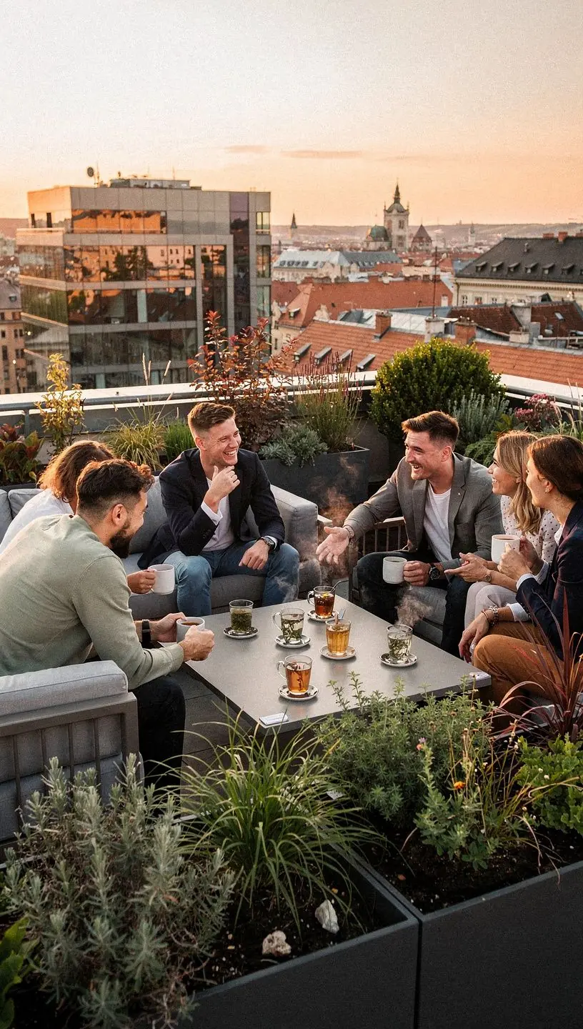 Svieža bylinná záhrada s rôznymi druhmi rastlín.