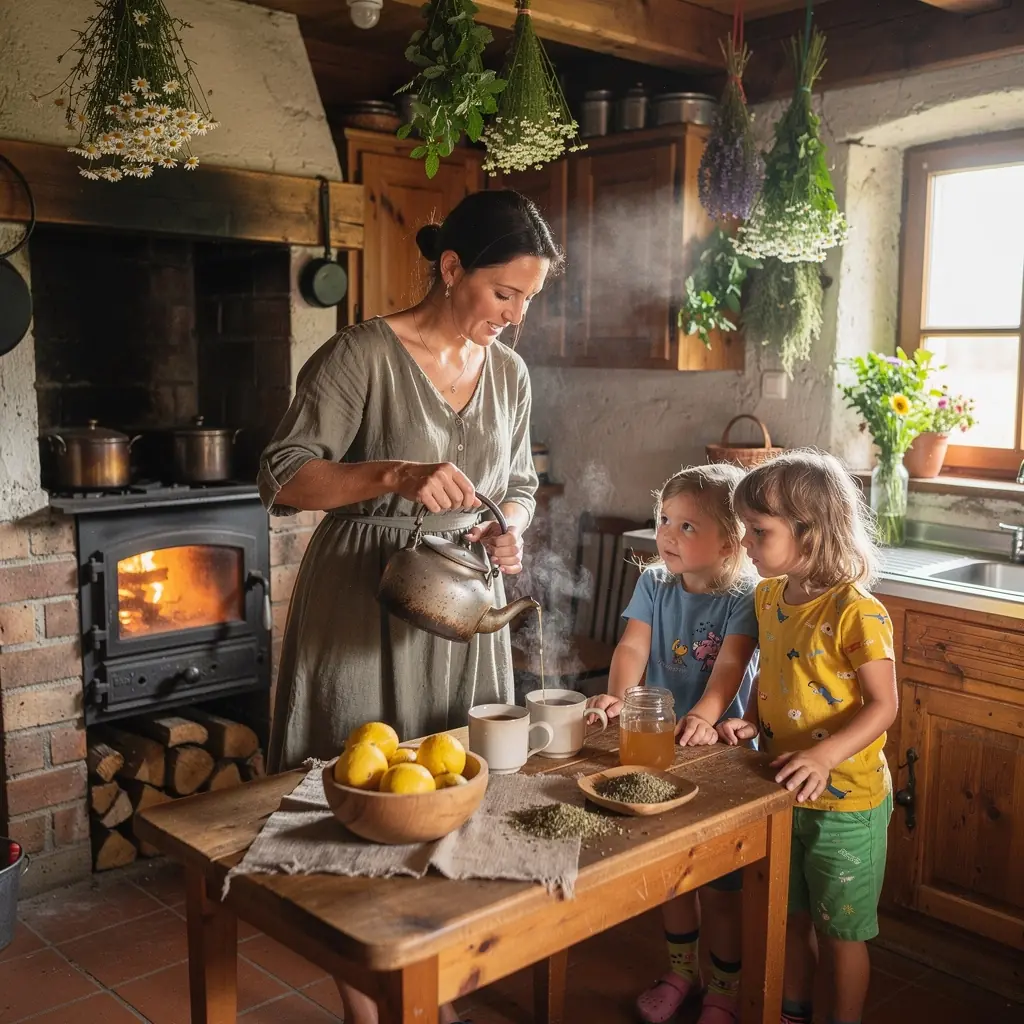 Ručne vyrábané balenie bylinkového čaju s prírodnými etiketami.