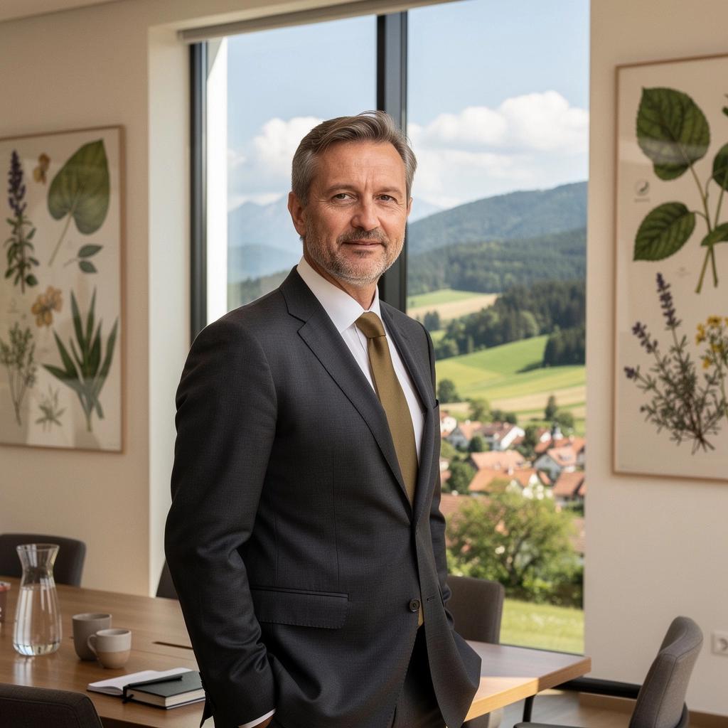 Prírodný čaj v sklenenej nádobe obklopený kvetmi a listami.